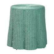 bali & pari Palm Scallop Natural Rattan Console Table - Handwoven Wicker Round Accent Table for Living Room, Sunroom or Foyer Place, Coastal Boho Style in Teal Green Baxton Studio restaurant furniture, hotel furniture, commercial furniture, wholesale living room furniture, wholesale console table, classic console table